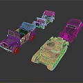 Vintage Military Tank And Armored Vehicles Collection Display On White Background