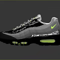 White And Gray Sneakers With Yellow Accents Stripe Design And Air Cushion Sole