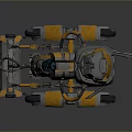 Advanced Computerized Multi Legged Robot with Metallic Yellow Gray Mechanical Industrial Design