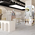 Modern Clothing Store Interior Featuring Mannequins Fashion Outfits And Display Tables