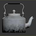 Silver Metal Kettle with Black Handle Round Lid and Spout as Essential Household Item