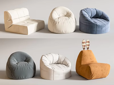 Comfortable Bean Bag Chairs With Various Styles And Colors For Living Room 3d model
