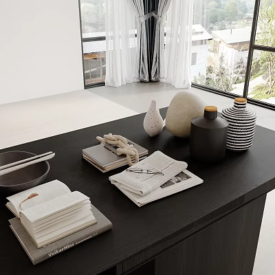 Modern Open Concept Kitchen Interior With Island Counter And Spacious Layout 3d model