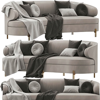 Double Sofa Combination Pillow Fabric Sofa 3d model