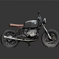 Custom BMW Vintage Motorcycle With Black Body Red Leather Seat And Round Headlight