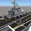 Military Aircraft Carrier Sailing On Open Sea With Flight Deck And Waves