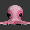 Cute Pink Octopus Stuffed Toy with Big Eyes Shiny Surface and Soft Tentacles