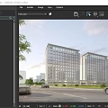 Modern High Rise Residential Buildings With Glass Curtain Walls And Urban Street Cars Pedestrians