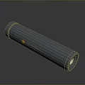 Gray Weapon Cylindrical Component Made Of Engineered Materials With Yellow Logo 3d model