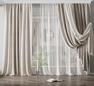 Modern Curtain Fabric Curtain 3d model