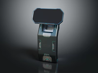 Futuristic Computer Monitor With Sleek Blue Frame And Stable Stand Structure 3d model