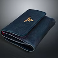 Elegant Dark Blue Leather Wallet Featuring Gold Logo And Smooth Finish