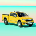 Yellow Modern Crew Cab Pickup Truck With Black Roof And Alloy Wheels