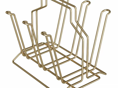 Golden Metal Kitchen Cookware Organizer Rack With Multi Tier Design For Storage 3d model