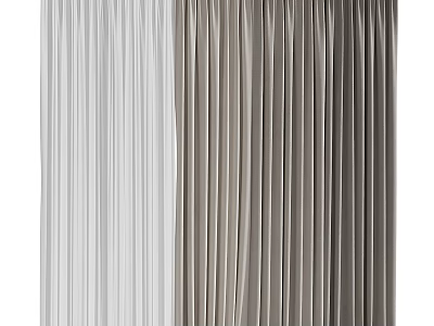 Elegant Pleated Curtains In Neutral Beige And Gray Tones For Modern Room Decor 3d model