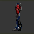 Mechanical Robot Character With Red Arms Blue Legs Silver Torso And Head Design