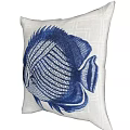 Decorative Pillow With Blue Fish Pattern And White Background For Bedroom Decor