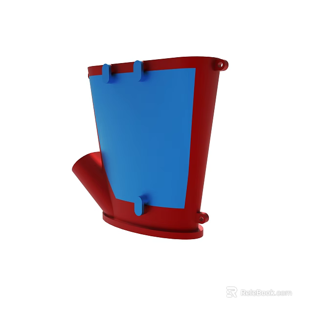 Red And Blue Device Component With Panel And Frame Structure 3d model 