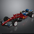 Red Race Car Featuring Shell Logo Blue White Accents White Wheels And Streamlined Design