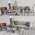 Quiet Sofa Tea Table Combination Sofa Coffee Table 3d model