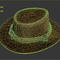 Brown Leather Hat With Braided Leather Band And Metal Buckle