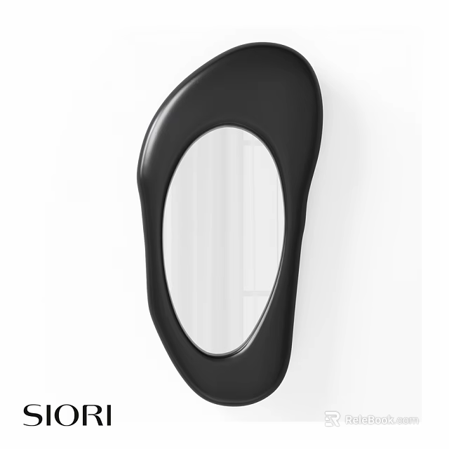 Modern Black Irregular Shaped Wall Mounted Mirror For Contemporary Interior Design 3d model 