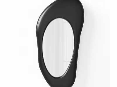 Modern Black Irregular Shaped Wall Mounted Mirror For Contemporary Interior Design 3d model