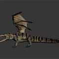Realistic Pterosaur Creature Character With Textured Skin Open Mouth And Outstretched Wings