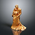 Golden Bride And Groom Embracing Figurine For Home Decor With Reflective Base