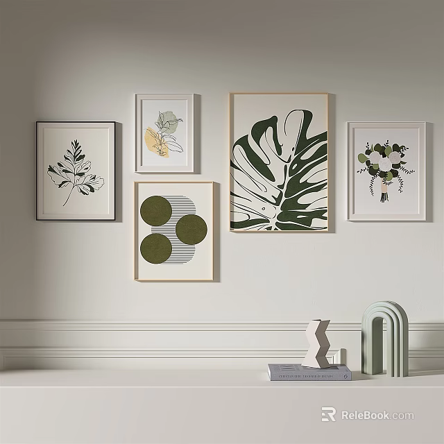 Minimalist Wall Art Decor With Botanical Prints Geometric Patterns And Decorative Objects 3d model