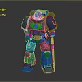 Blue And Gold Armored Warrior With Staff And Red White Blue Helmet