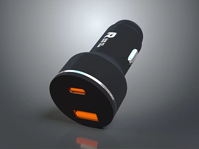 Baseus Black Car Charger With Dual USB Ports For Fast Charging 3d model