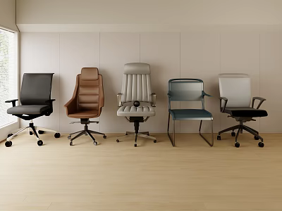 Modern Office Chairs In Various Styles And Colors For Workspace Design 3d model