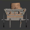 Classic Ancient Wooden Cart With Two Wooden Barrels And Large Spoked Wheels