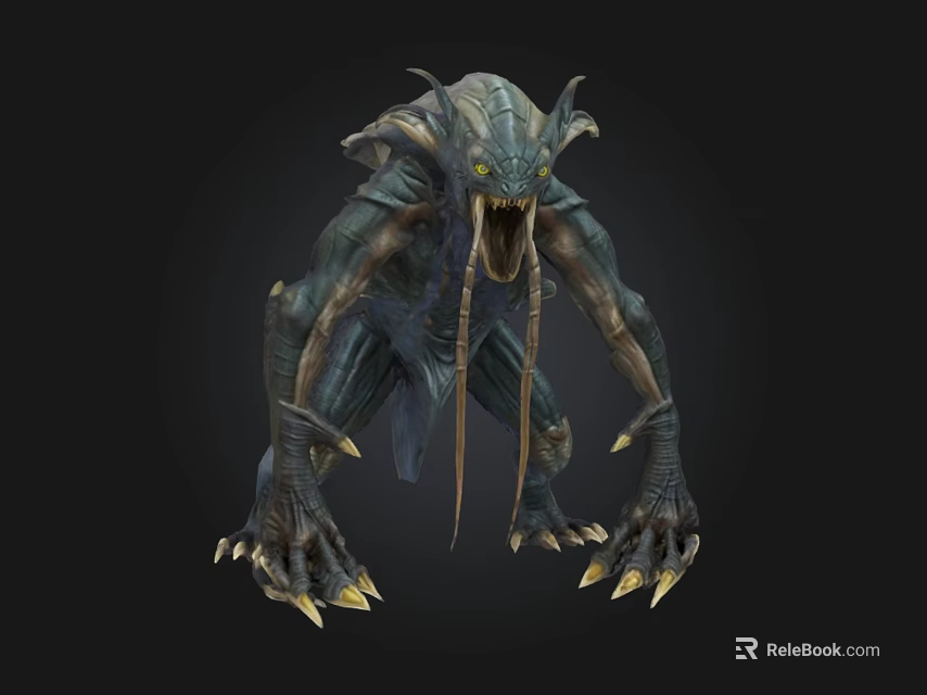 Menacing Fantasy Monster With Sharp Claws Fangs Tall Posture And Reptilian Skin 3d model 