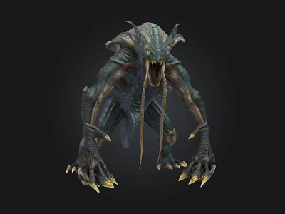 Menacing Fantasy Monster With Sharp Claws Fangs Tall Posture And Reptilian Skin 3d model