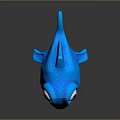 Cute Blue Cartoon Fish Toy Featuring Big Eyes And 3D Model Design