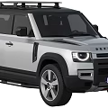 Modern Silver Defender SUV With Roof Rack Large Wheels Front Grille Headlights Design