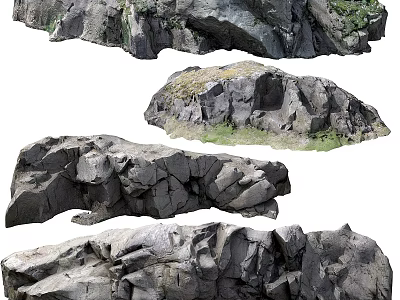 Textured Natural Rocks With Cracks And Wood Accents For Rustic Outdoor Design 3d model
