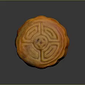 Traditional Round Mooncake With Ornate Surface Pattern And Golden Brown Crust 3d model