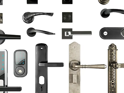 Different Door Handle Designs Featuring Traditional Modern And Smart Styles For Homes 3d model