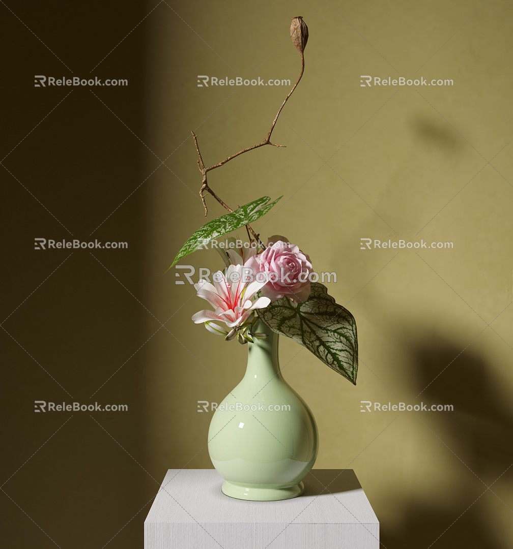 New Chinese Style Flower-arranging Vase Ornaments Japanese Style Flower-arranging Small Original Zen Style 3d model