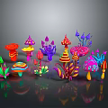 Colorful Aquatic Animals Featuring Striped Spotted Patterns On Dark Reflective Background