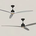 Two Black Ceiling Air Conditioner Fans With Long Blades And Built In Light