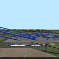 Large Scale Industrial Plant Layout Featuring Blue Pipeline System and Green Landscaped Areas