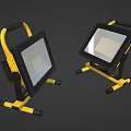 Portable Work Lights With Yellow Black Handle And Stable Stand For LED Lighting 3d model