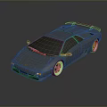 Dark Modern Sports Car With Sleek Design Rear Spoiler And Silver Alloy Wheels