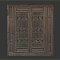 Chinese Style Wooden Carved Screen With Double Panel Intricate Openwork Carvings Natural Wood Grain And Carved Frame