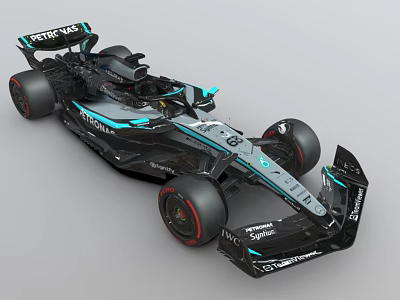 Mercedes Formula 1 Racing Car With Black Blue Livery And Petronas Sponsorship 3d model