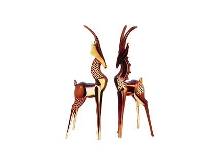 Elegant Metal Deer Figurines Decorative Ornament Set For Home Decor 3d model